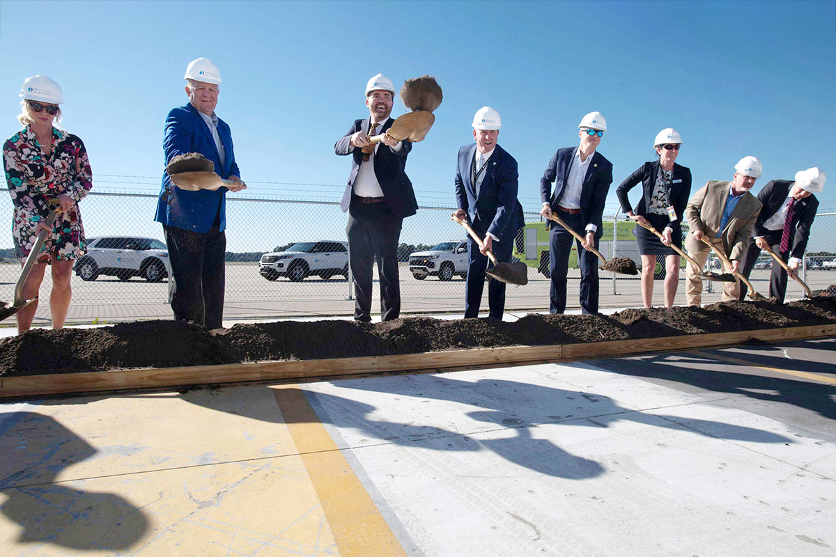 Groundbreaking of the $113 million airport terminal expansion.